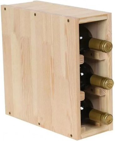 PROREGAL Modulares Weinregal Vincellar aus massivem Kiefernholz in Natur, Farbe Braun, H x B x T: 30 x 12 x 30 cm, Schmalmodul für 3 Flaschen