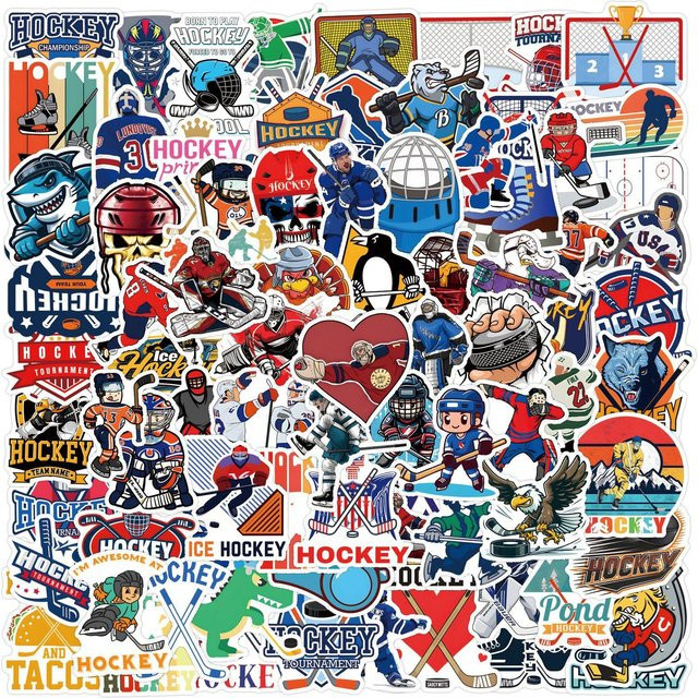 110 Eishockey Graffiti Aufkleber Set in Multicolour für DIY Dekoration von Notizbüchern, Koffern und Handys - Bild 1