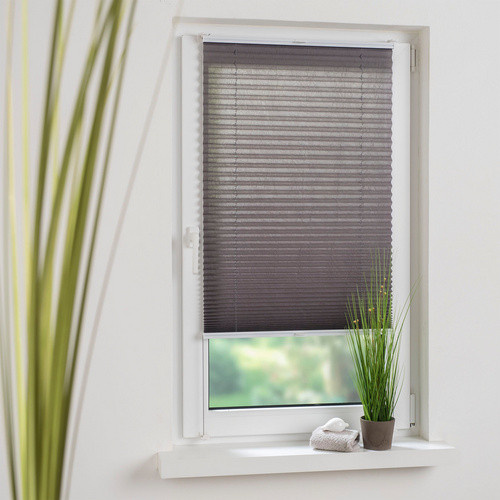 LIEDECO Klemmfix Plissee aus Polyester, grau, semi-transparent, B: 90 cm, H: 150 cm - Bild 3