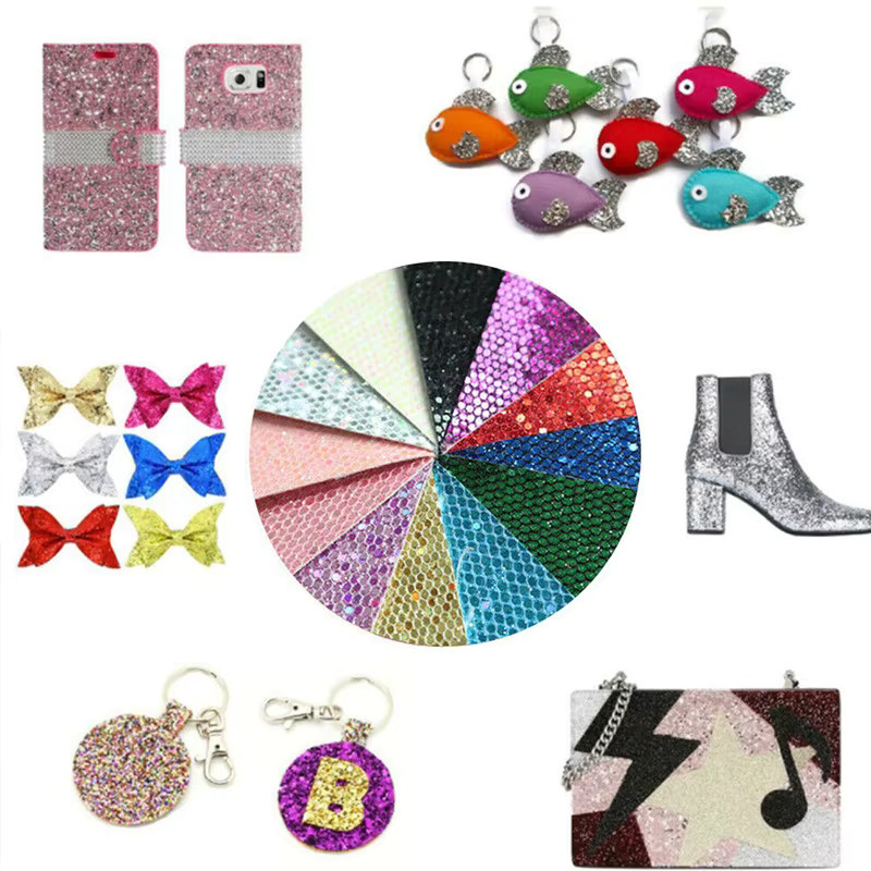 Selbstklebender Glitter Stoff aus PU Kunstleder und Vinyl in Lila und Multicolour für deine Handwerksprojekte - Bild 3