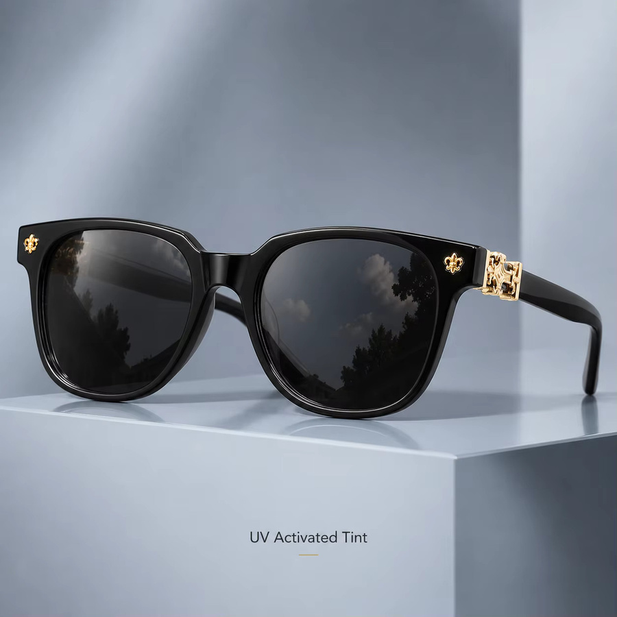 AWGSEE photochrome Sonnenbrille, quadratisch, Vollrand, Unisex, transparent, black - Bild 5