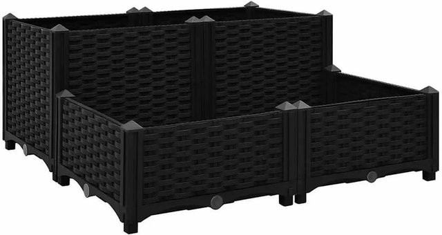 vidaXL Hochbeet aus Polypropylen in Schwarz, B/T/H: 80 x 80 x 38 cm - Bild 1