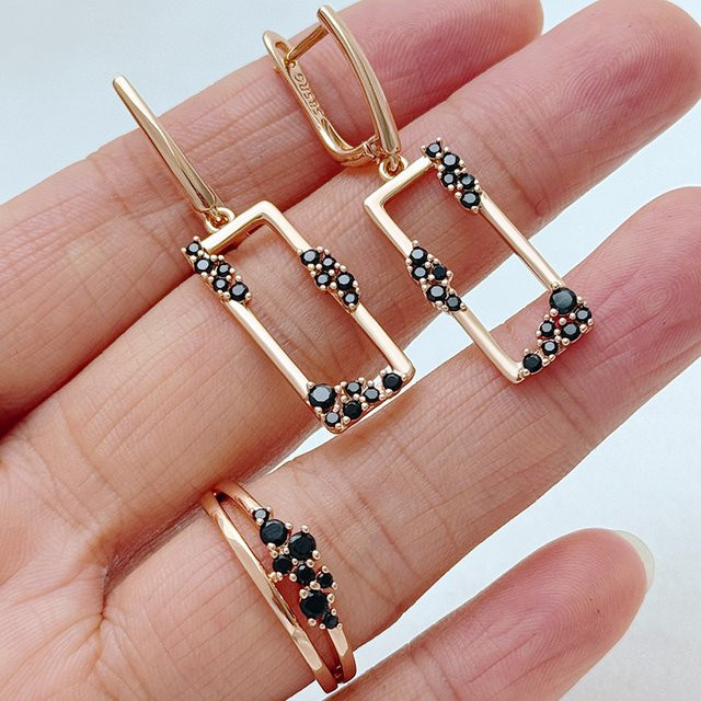 Kinel Schmuckset, 585 Gold, Roségold, Zirkonia, Damen, Ring und Ohrringe - Bild 1