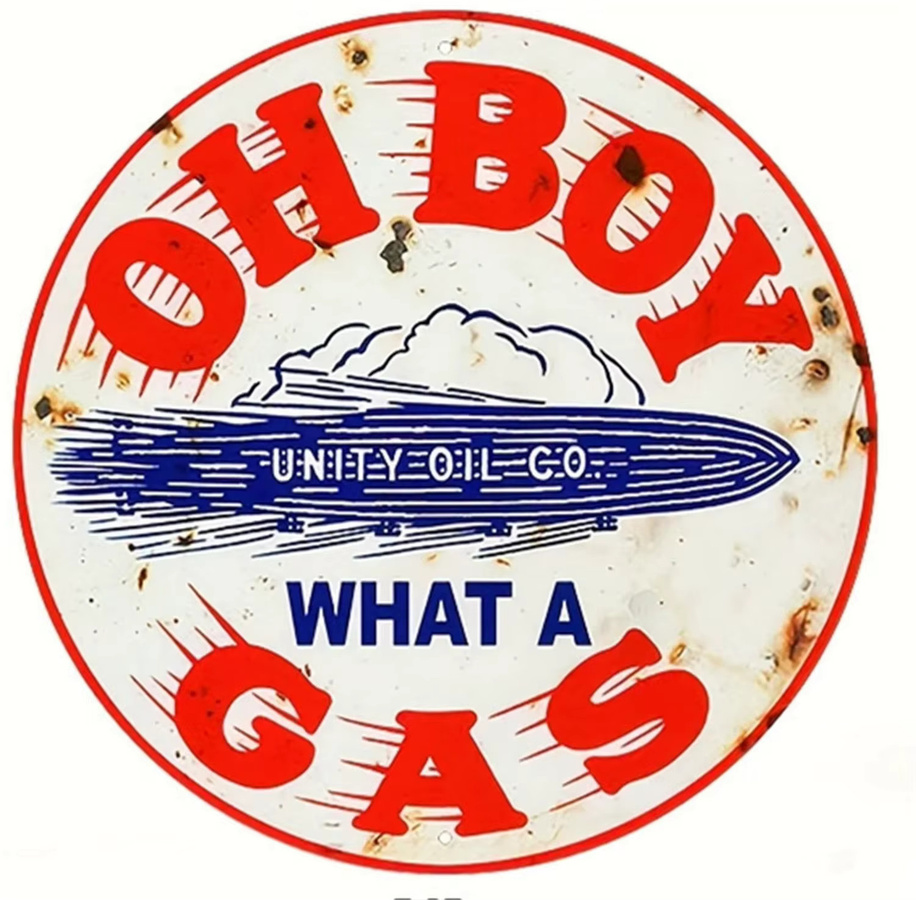 Potdemiel Vintage Retro Gas Motor Öl Rundes Metall-Zinnschild Wandkunst Durchmesser: 20 cm - Bild 2
