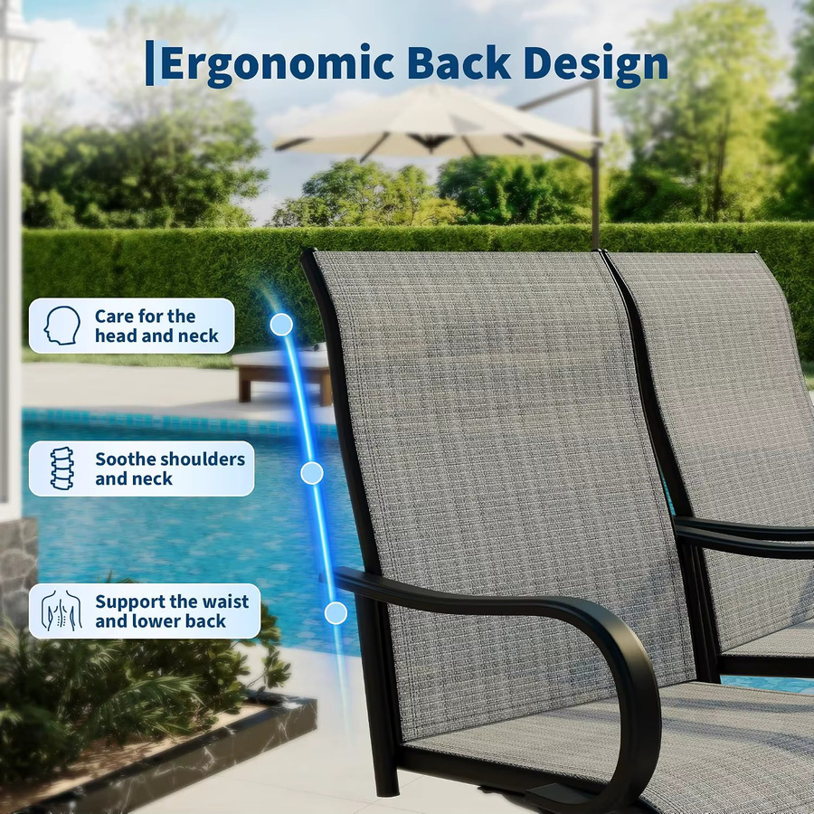 Garvee 2er-Pack drehbare Outdoor-Esszimmerstühle aus Textilene in Grau mit wetterfestem Metallrahmen und Armlehnen für Garten und Terrasse - Bild 5