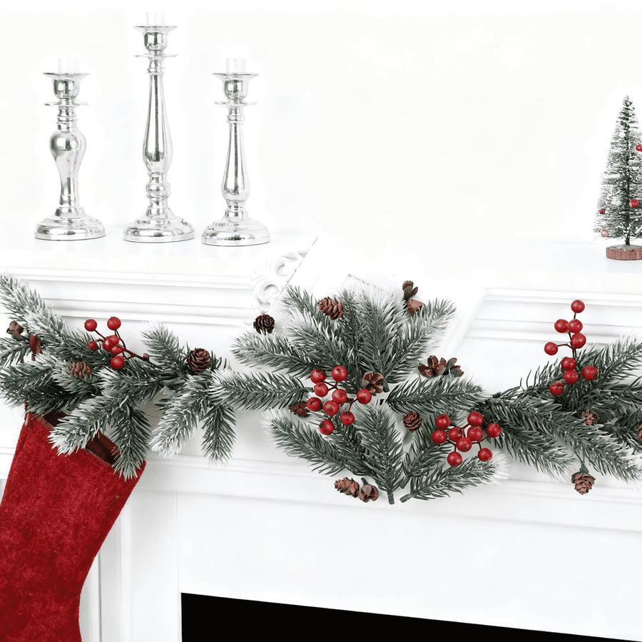 Dekorative künstliche Kiefernnadeln und Schneeflocken aus Kunststoff für deinen Weihnachts- und Hochzeitskranz DIY-Set von smr - Bild 2