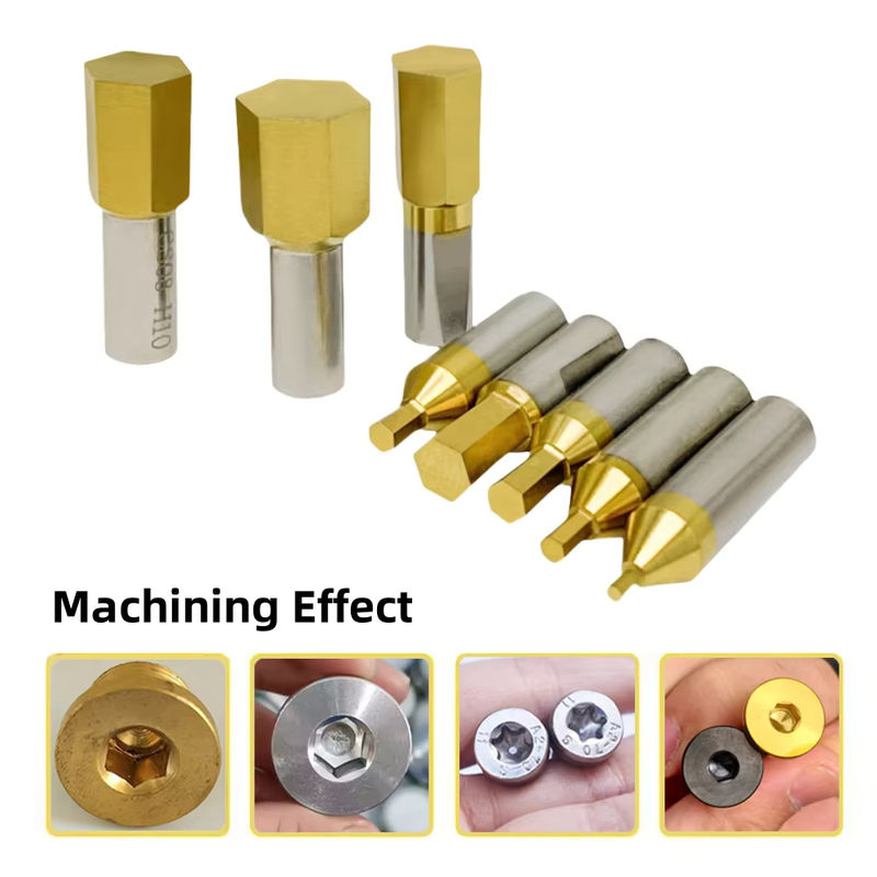 CT08 HSS-Tin Rotary Broaching Tool Stanzschneider mit 8 mm Schaft und Innensechskant für Stahl in Gold - Bild 2