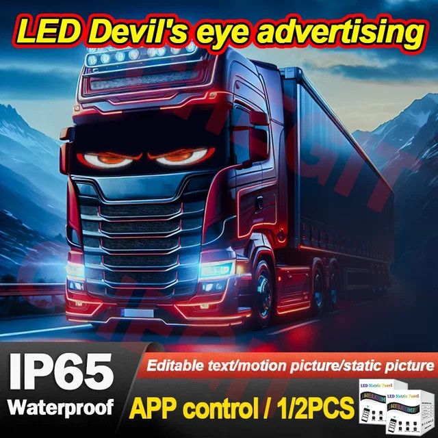 CHEGIT LED-Matrix-Pixel-Panel mit Fernbedienung für LKW als faltbares Graffiti-Scrolling-Board und Umgebungslicht für 12 V und 24 V - Bild 1