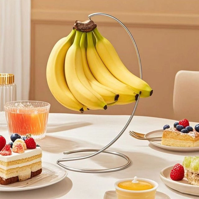 DITIPOO Obsthalter aus Metall in Pink oder Silber als kreatives Desktop-Rack für Bananen und Kopfhörer - Bild 1