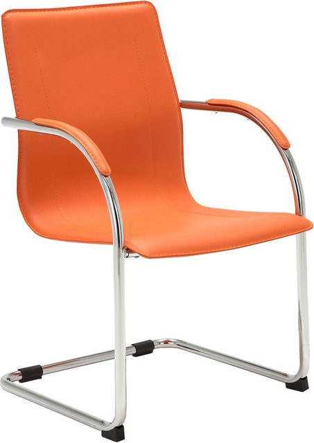 TPFLiving Besucherstuhl Meli Two in Orange mit Kunstleder und Metallgestell in Chromoptik - Bild 1