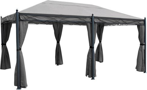 MVG Pergola MVG-HA014 in Grau mit Stahlgestell, Seitenwand und Moskitonetz, B x T: 5 x 3 m - Bild 1