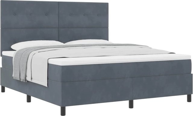 vidaXL Boxspringbett mit Matratze und Taschenfederkern in Grau, B/T/H: 180 x 200 x 40 cm - Bild 1