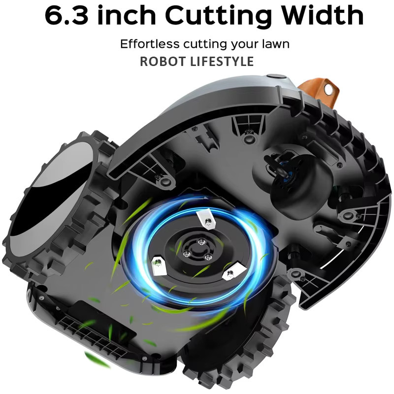 Intelligenter kabelloser Roboter-Rasenmäher von Robot lifestyle in Grau und Orange mit visuellem Sensor, abnehmbarem 4,0 Ah Akku und ohne Begrenzungsdraht für kleine Gärten bis 200 m2 - Bild 4