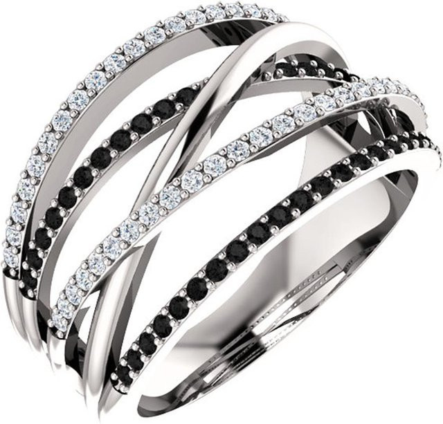 Huitan Ring, schwarz-weißer Zirkon-Stein, Damen - Bild 1