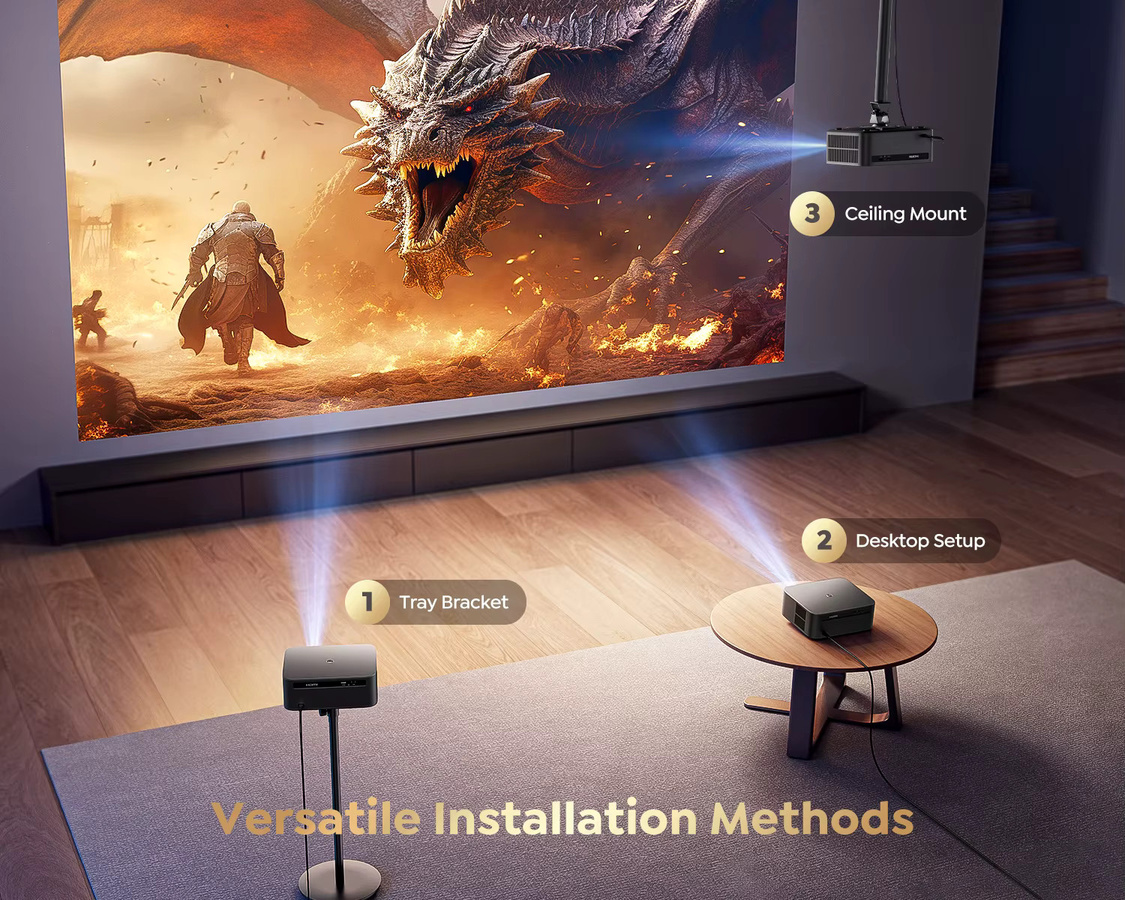 WIMIUS Smart 4K UHD Android Projektor mit Autofokus, WLAN und Bluetooth 5.2, Dolby Heimkino Google TV, Schwarz - Bild 6