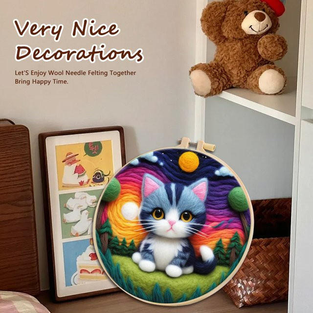 RUOPOTY Wollfilz-Paket, niedliche Katze, Wollfilz-Set, Bunt / Mehrfarbig - Bild 1