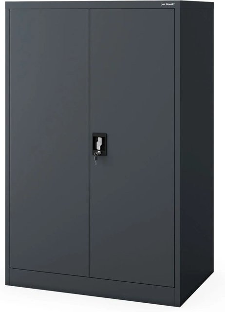 JAN NOWAK Büroschrank KEVIN D600 aus Metall in Anthrazit mit verstellbaren Regalböden und Schloss, B/T/H: 140 x 60 x 90 cm - Bild 1