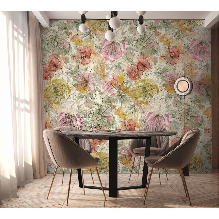 Livingwalls Fototapete Floral in Orange Beige Pink aus Vlies und Vinyl, Breite: 280 cm, Höhe: 159 cm - Bild 3
