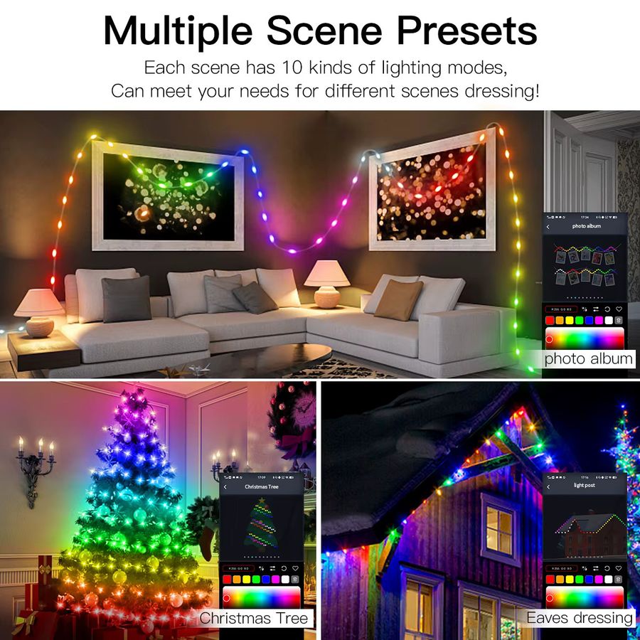 Lcamaw RGB LED Fairy Lights mit WS2811 Smart Bluetooth App Steuerung und USB Port für Weihnachts- und Partydekoration - Bild 4
