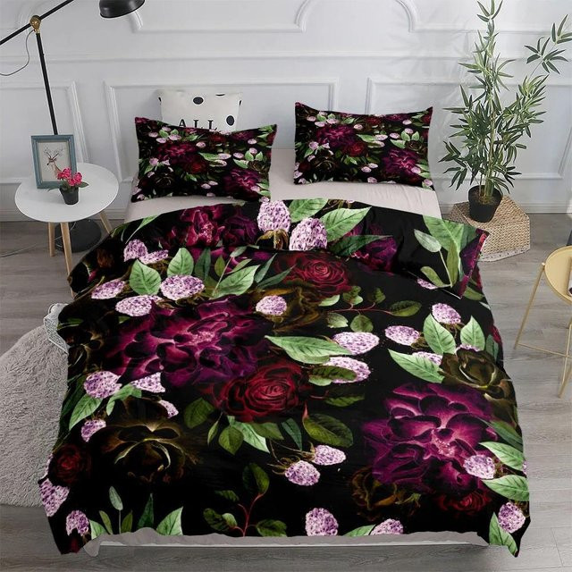 Weiches Bettwäsche-Set mit Blumenvögel-Motiv und Kissenbezügen inklusive Reißverschluss, Größe: 70 x 133 cm, 2-teilig - Bild 1
