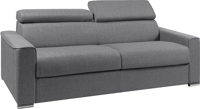 Vente-unique Schlafsofa Vizir Grau mit verstellbarer Kopfstütze, Breite: 216 cm - Bild 1