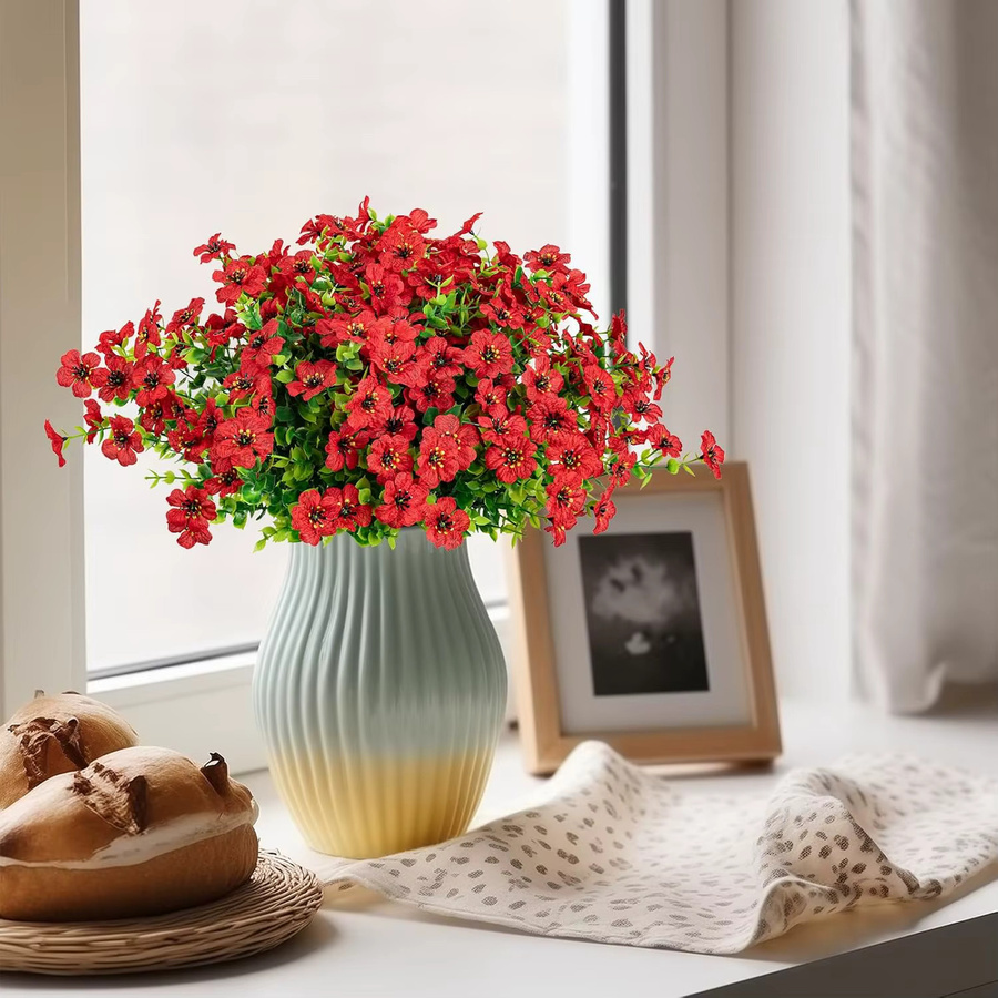 Künstliche Kirschblüten und Gänseblümchen aus Seide und Kunststoff in Rot und Multicolor für deine Dekoration von Vase, Haus, Garten oder Hochzeit von smr - Bild 2