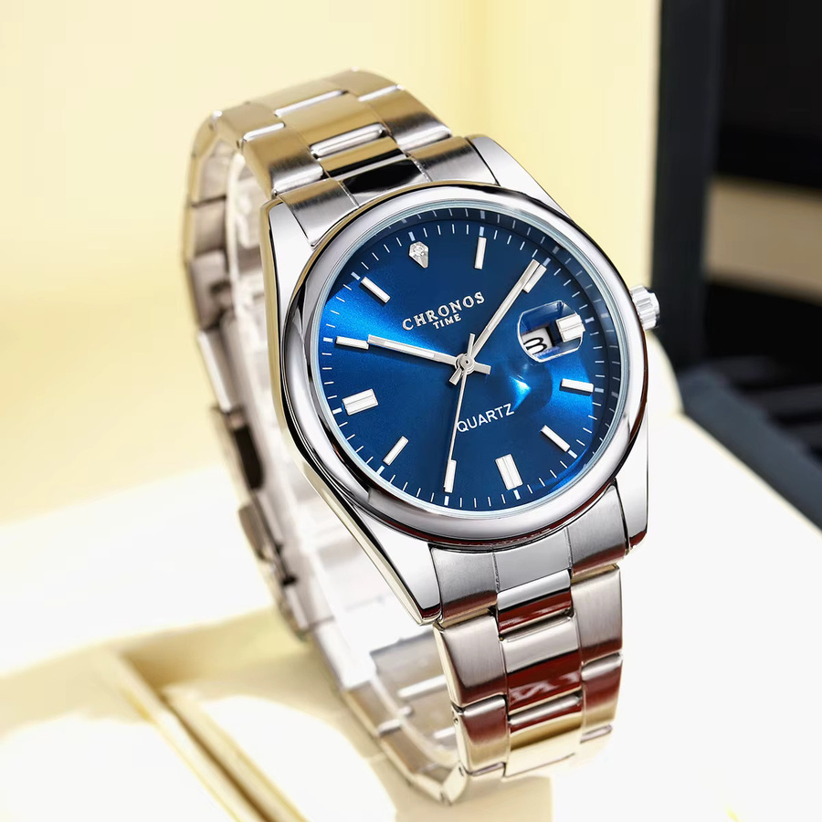 CHRONOS Armbanduhr Edelstahl, Quarz, Blau, Herren - Bild 2