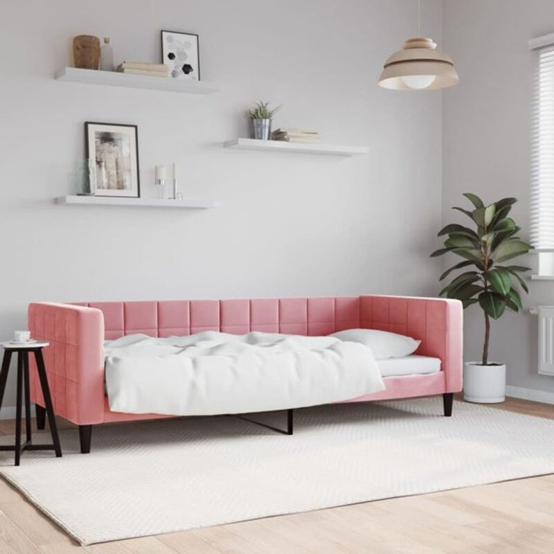 Vidaxl Polsterbett Tagesbett aus Samt und Metall in Rosa, B/T/H: 200 x 80 x 90 cm - Bild 1