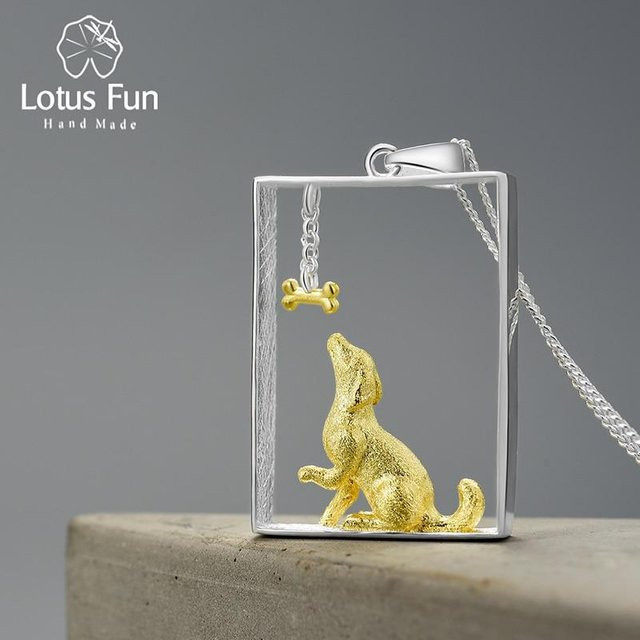 Lotus Fun Anhänger 925 Silber, Dackel Hund und Knochen, Damen - Bild 1