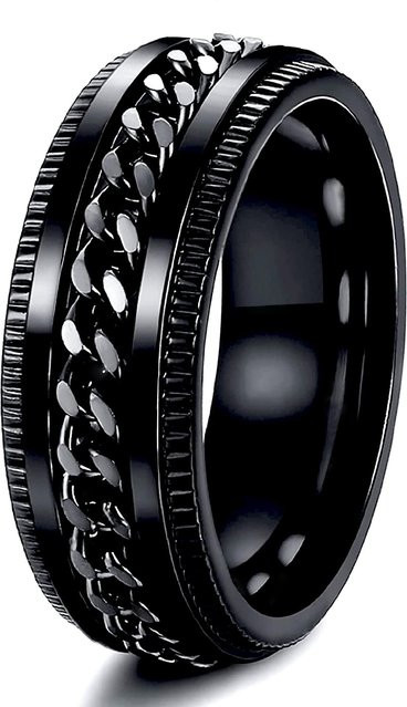 YIRAN Wikinger-Runenring, Edelstahl, Schwarz, Unisex - Bild 1