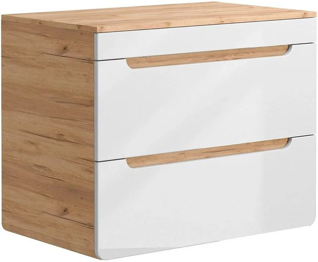 Waschbeckenunterschrank Vente-unique Aruba Wandmontage in Naturfarben Hell und Weiß, Breite: 80 cm - Bild 1