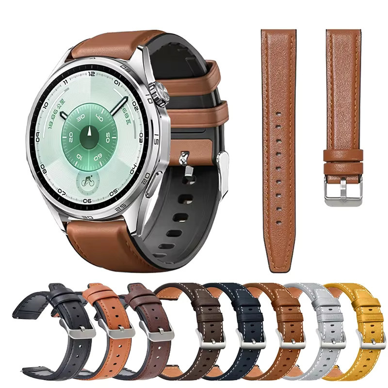 CAOWTAN Uhrenarmband Leder-Silikon, brown, Unisex, 20/22 mm - Bild 1