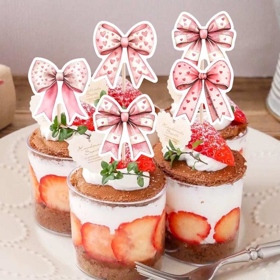 20er Set Cupcake Topper in Herzform aus Papier, Rosa, ideal für Hochzeit, Geburtstag, Valentinstag und Partys - Bild 3