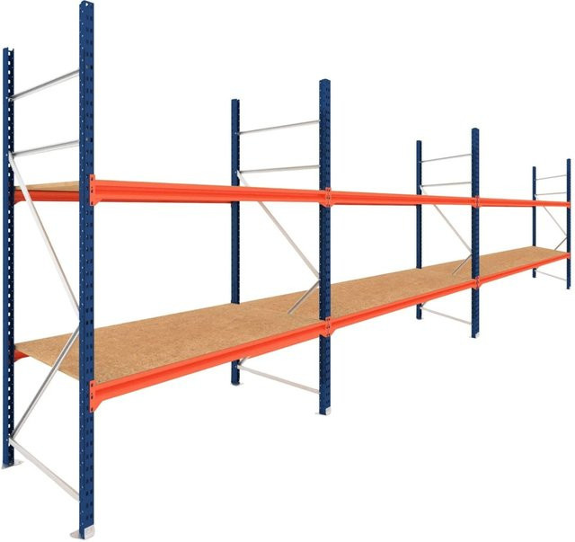 PROREGAL DOMINUS Weitspannregal Schwerlastregal mit 3 Feldern und 2 Ebenen, Blau/Orange, B/H/T: 250 x 72 x 40 cm - Bild 1