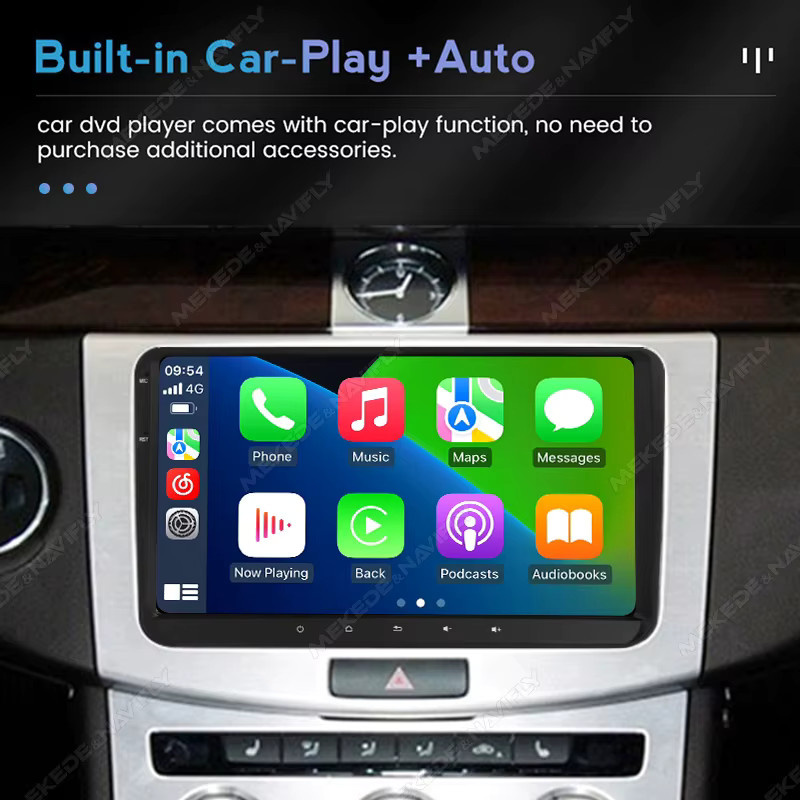 MEKEDE Android 15 Autoradio mit 9 Zoll IPS-Bildschirm für Volkswagen Passat B6 B7 Golf 5 6 Polo Jetta und Skoda, Multimedia-Player mit Bluetooth und Carplay in Schwarz - Bild 4