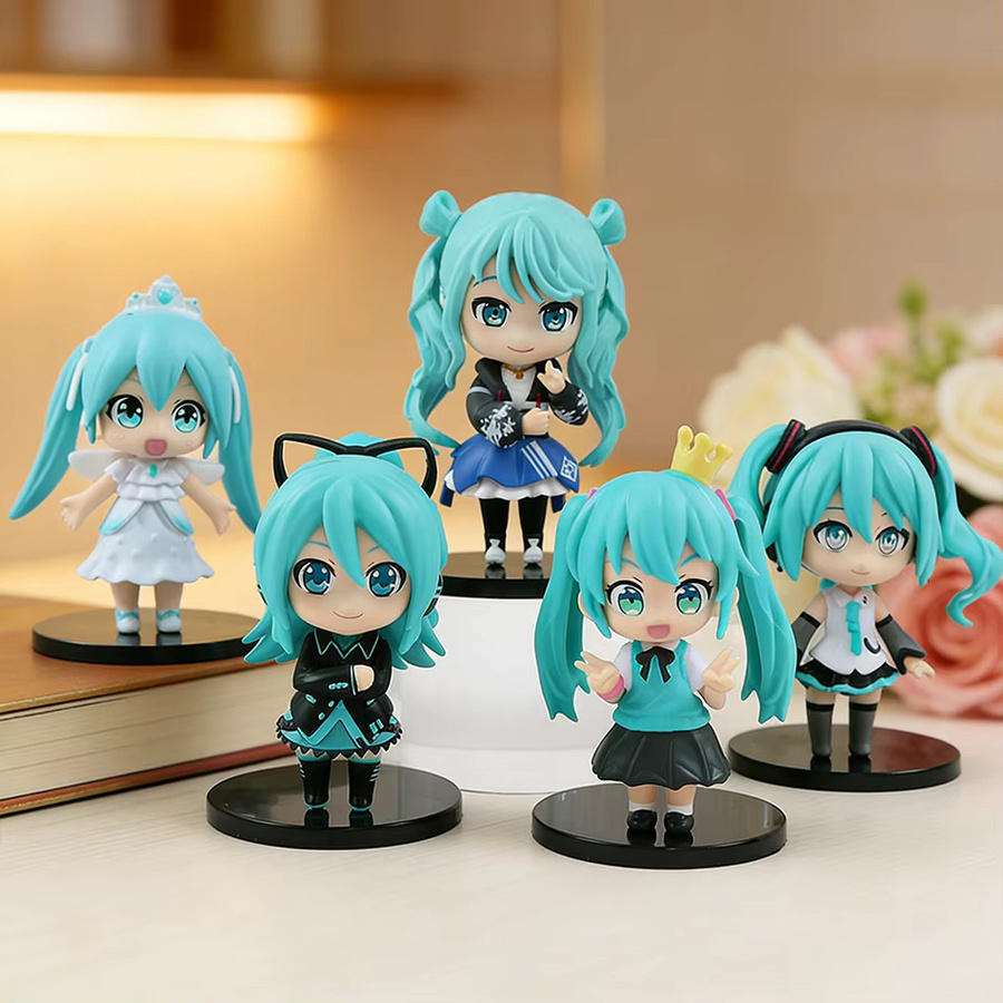 6er-Set Bandai Anime Hatsune Miku Figuren, Kawaii Mini-Charakter Ornamente in Multicolor für die Tischdekoration - Bild 3