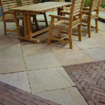 Terrassenplatten Sandstone in Gelb, B/H/D: 80 x 80 x 3 cm - Bild 1