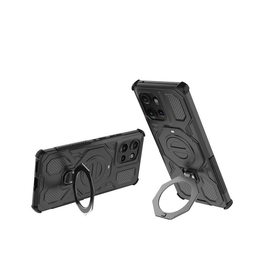 Magnetische Hartcarbonhülle mit Ringständer für MagSafe Motorola Moto Edge 50 Pro und 60 Fusion 5G in Schwarz oder Grau - Bild 2