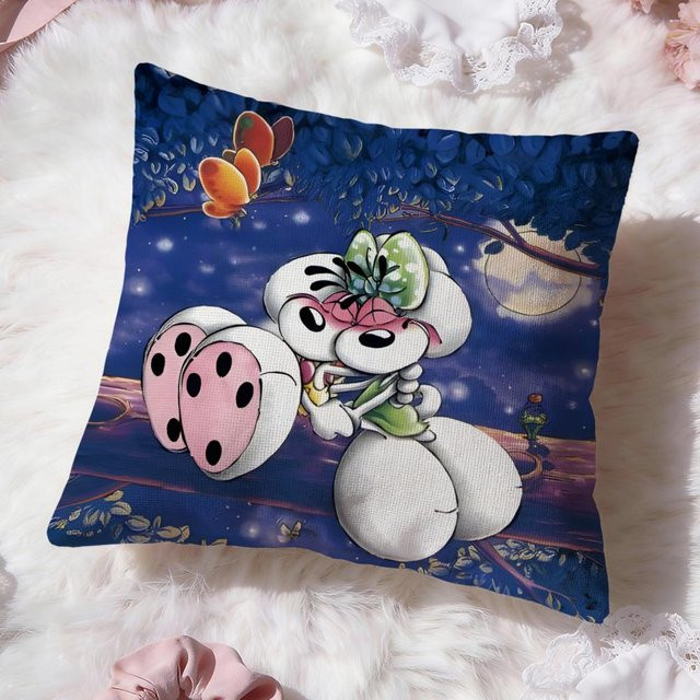 Delampa Diddl Kissenbezug mit Cartoon-Design, Wendbares Kurzplüsch-Kissen in Blau, B/B: 50 x 50 cm - Bild 1