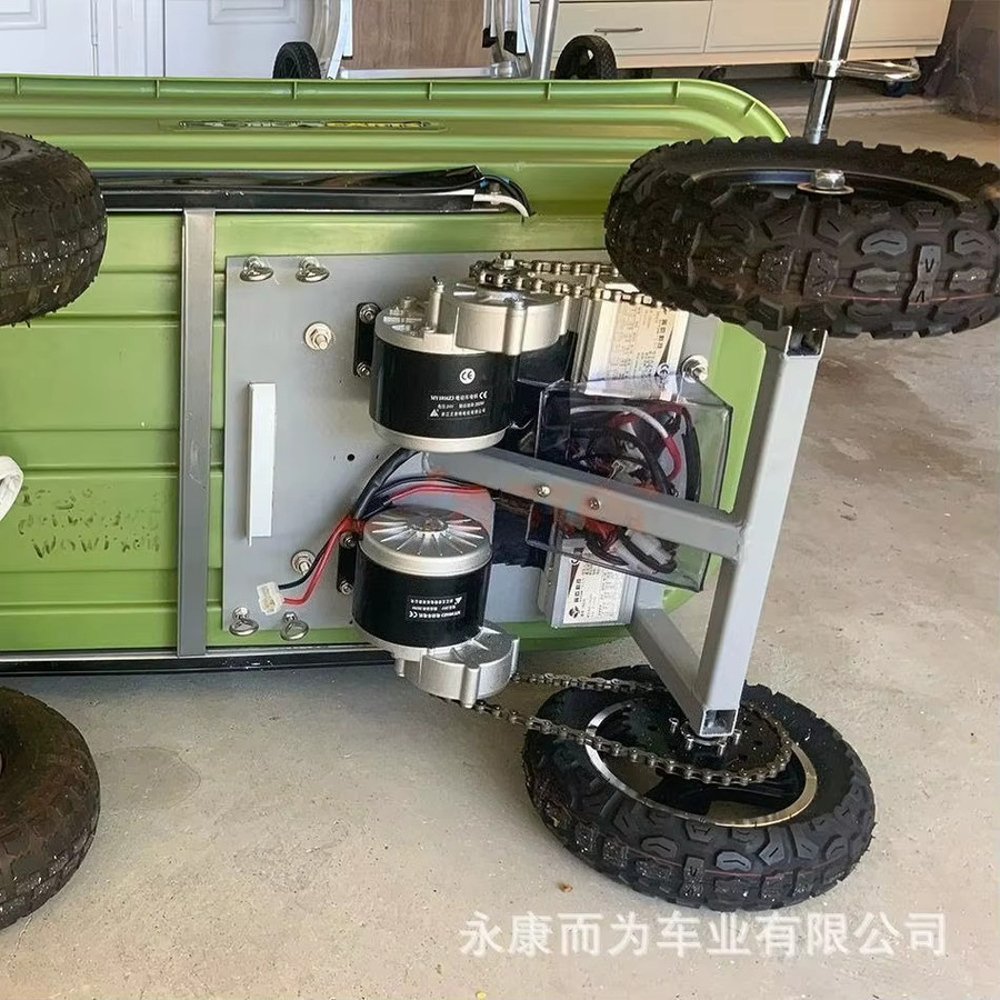 XMSJ Doppelantrieb-Luftreifen-Umrüstsatz für Handwagen und Plattformwagen, 2 x 250W, 10 Zoll, Schwarz - Bild 1