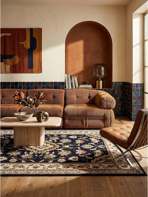 Orient Teppich Kadima Design Dunkelblau mit Medaillon-Dessin B/T: 80 x 150 cm - Bild 1