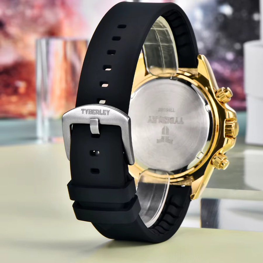TYBERLEY Chronograph, Quarz, Kautschuk, Schwarz, Herren - Bild 4