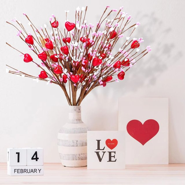 TTCY Künstliche Blumen Kombination aus Kunststoff in Pink und Rot für Hochzeiten, Valentinstag und DIY-Dekorationen - Bild 1