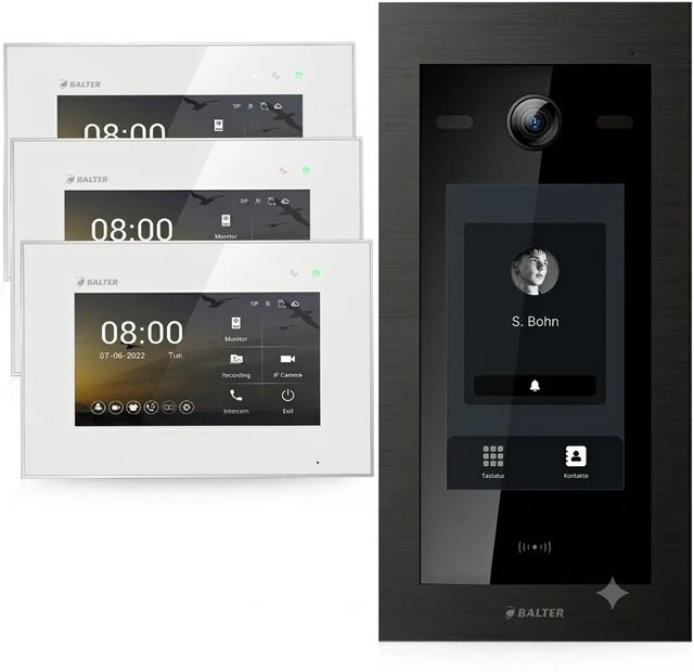 Balter EVO HD Video Türsprechanlage mit Touchscreen und RFID in Weiß und Schwarz - Bild 1