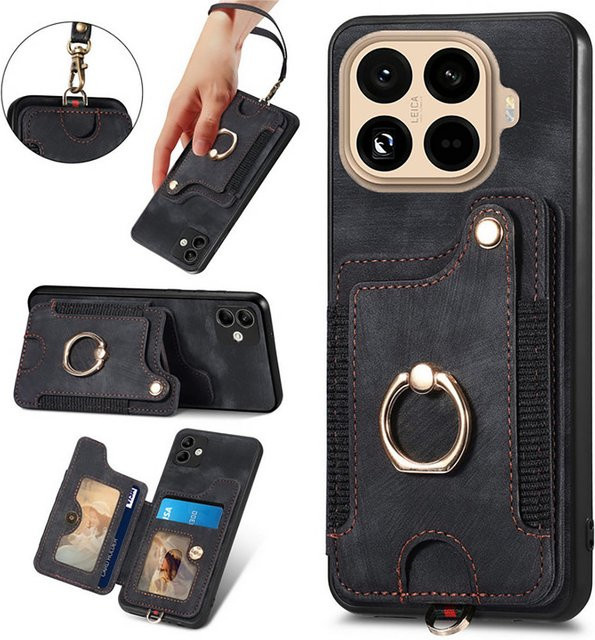 Luxus Leder-Wallet-Hülle für Xiaomi 15T Pro 5G und 17 Ultra mit RFID-Schutz und Magnet-Rückseite in Braun - Bild 1