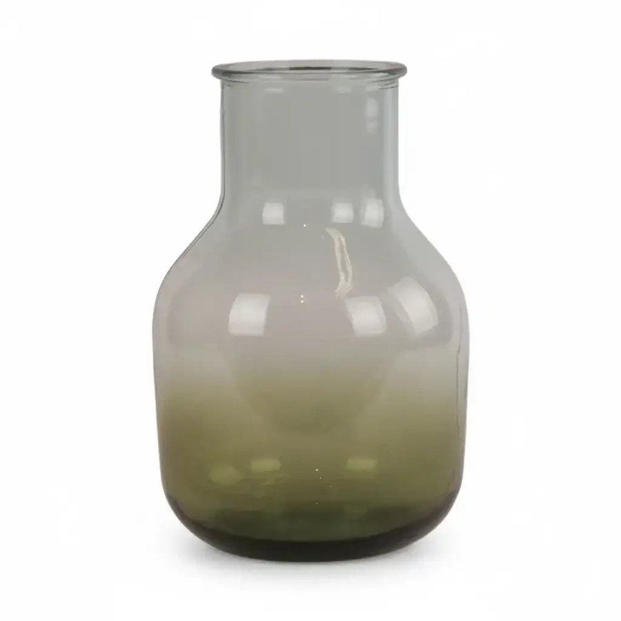 Lolaa Vase Granada aus recyceltem Glas in Grün, runde Form, Durchmesser: 20 cm, Höhe: 30 cm - Bild 1