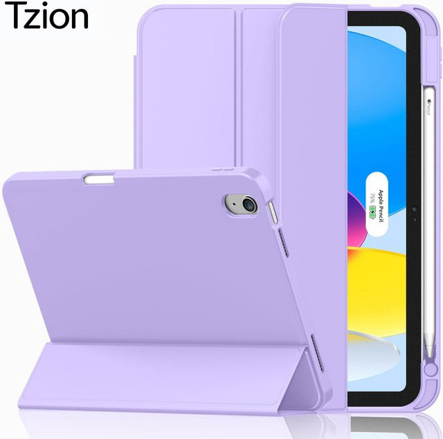Magnetische Smart Cover Hülle für Apple iPad 11 Zoll (11. Generation 2025) und 10,9 Zoll (10. Generation 2022) mit Stifthalter in Rot und Lila - Bild 1
