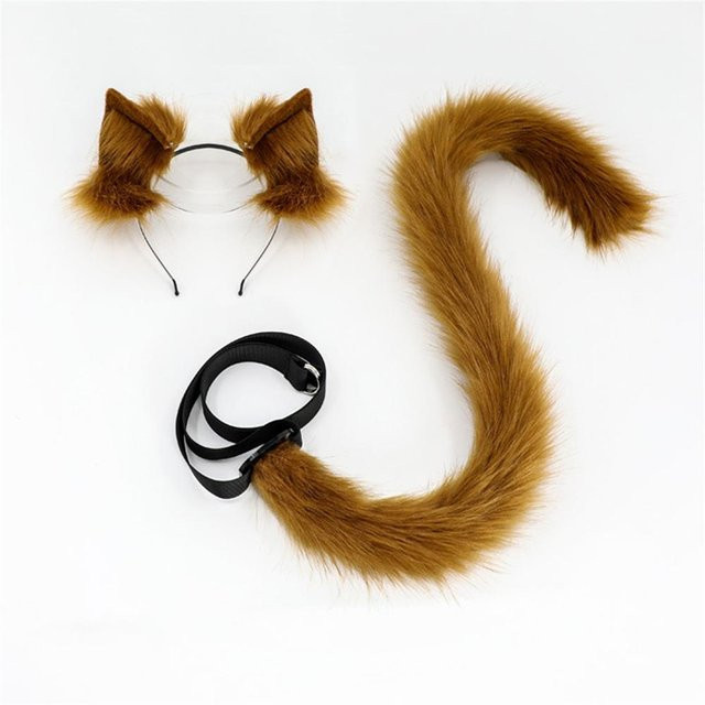 YIRAN Plüsch-Katzenohren-Schwanz-Set, Cosplay-Requisiten, 2-teiliges Set - Bild 1