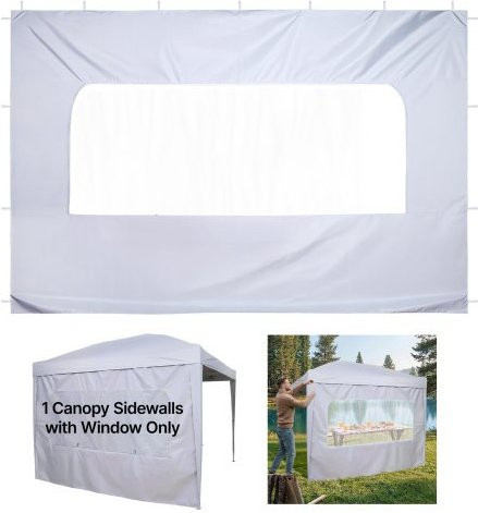 VEVOR Seitenwand für Faltpavillon 3 x 3 m, Wasserfeste Seitenplane mit Sonnenschutz PU-Beschichtung, inklusive Reißverschluss und Fenster, Weiß - Bild 1