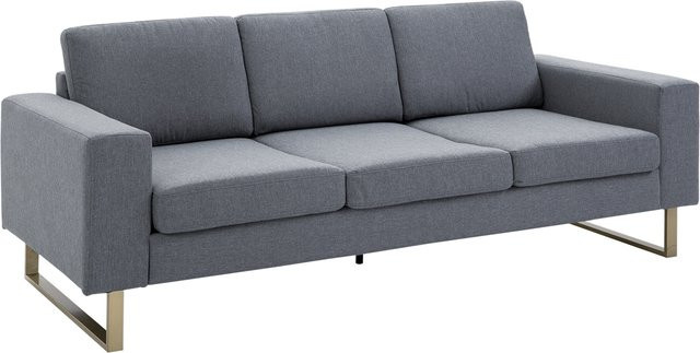HOMCOM 3-Sitzer Polstersofa aus Leinen in Dunkelgrau mit Armlehnen, B/T/H: 200 x 82 x 78 cm - Bild 1